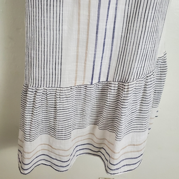 COPY - Anthropologie Maeve Miller Yarn-Dyed Asymmetrical Striped Dress M White - Picture 4 of 10